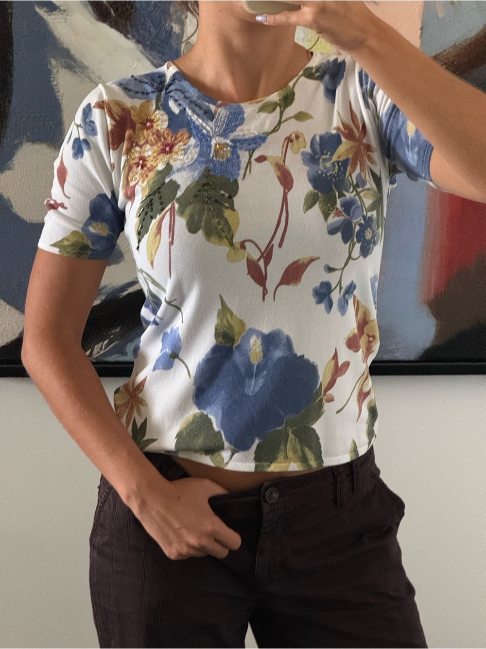 Floral Top with Beading